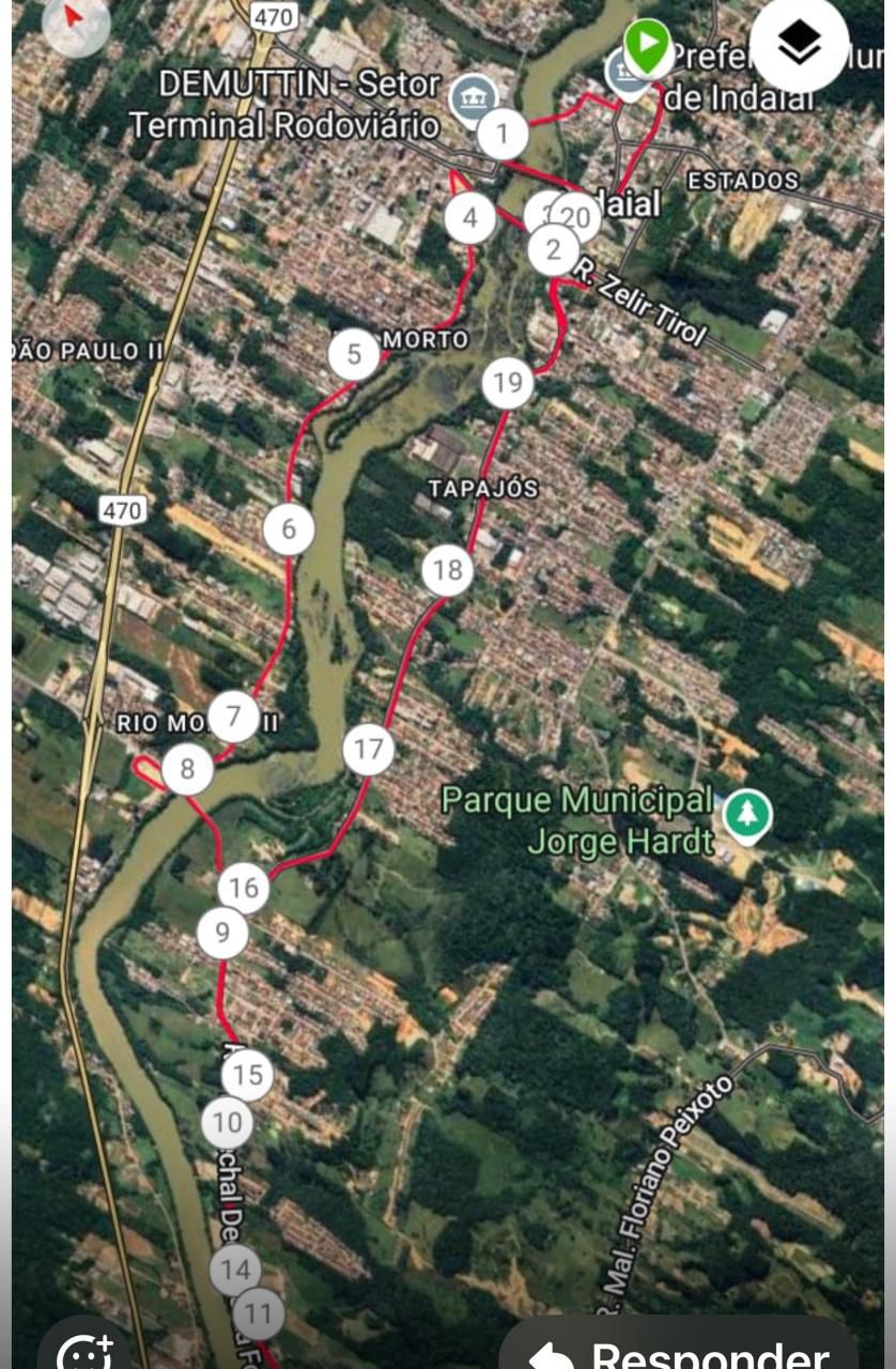 Percurso 21km - 2ª Meia Maratona das 4 Pontes de Indaial 2026